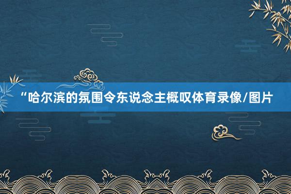 “哈尔滨的氛围令东说念主概叹体育录像/图片